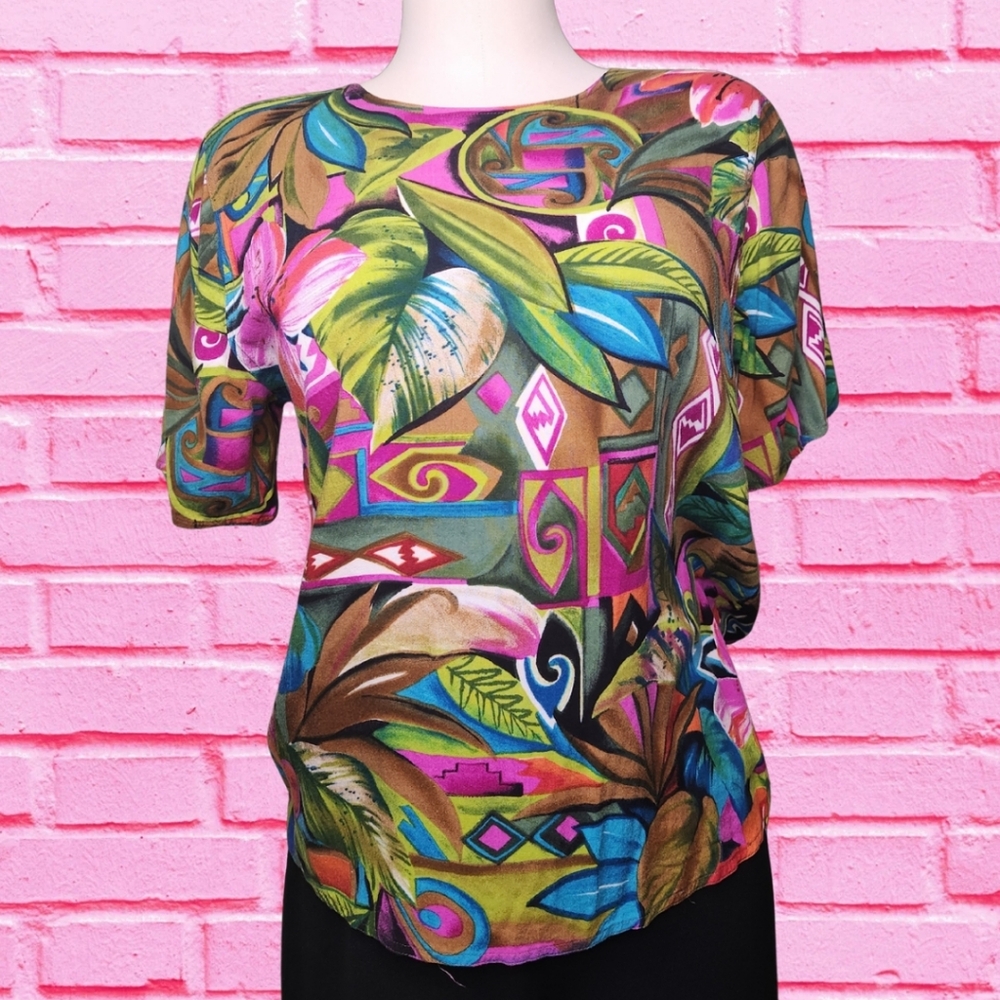 VTG Tropical Print Blouse